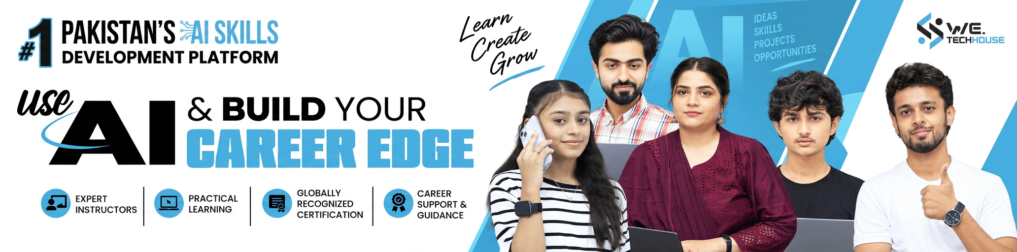 Pakistan’s AI skills development platform. Use AI and build your career edge with expert instructors, practical learning, recognized certification and career support.